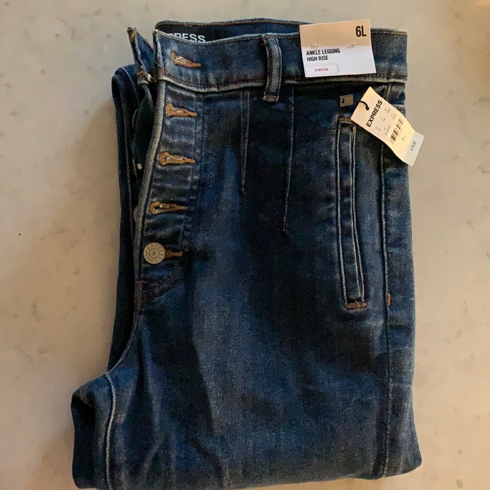 Express High Rise Button Fly Jean